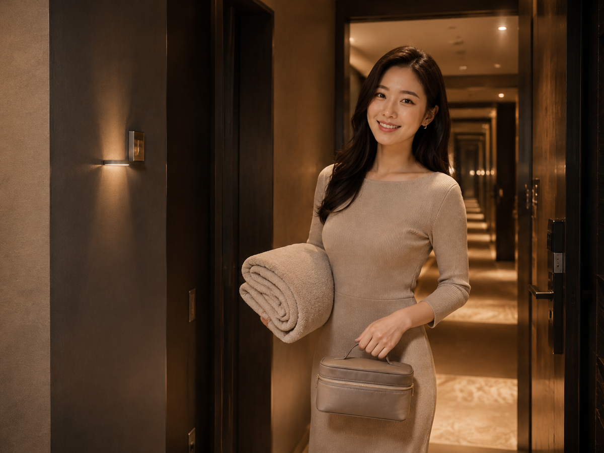 용인 수지구 방문 홈케어 일정을 준비하는 젊은 성인 한국 여성 관리사